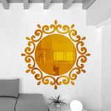 Flower Vine Dressing Up Mirror Art Vinyl Mural Decor Ceiling Wall Sticker(Gold)