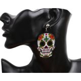 3 paren Halloween -sieraden Acryl Persoonlijke schedeloorbellen (Flower Ghost Head)