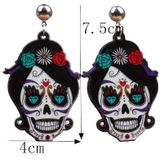 3 paren Halloween -sieraden Acryl Persoonlijke schedeloorbellen (Flower Ghost Head)