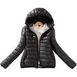 Warm Winter Parka Jacket Ladies Women Slim Short Coat  Size:M(Black)
