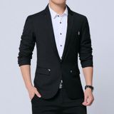 Men Casual Suit Self-cultivation Business Blazer  Size: XXXL(Black)