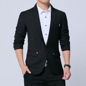 Men Casual Suit Self-cultivation Business Blazer  Size: XXXL(Black)