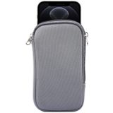 Universal Elasticity Zipper Protective Case Storage Bag with Lanyard For iPhone 12 / 12 Pro / 6.1 inch Smart Phones(Grey)