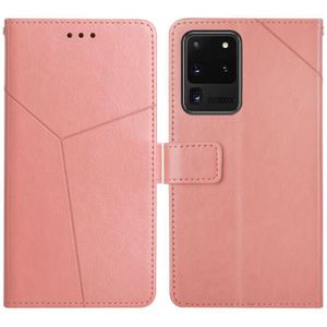 Voor Samsung Galaxy S20 Ultra Y Stitching Horizontale Flip Leren Case Met Houder & Card Slots & Portemonnee & Fotolijst (Rose Gold)