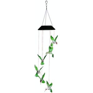Outdoor Solar Wind Chime Lamp Courtyard Garden Decoration Led Landscape Lamp Ornaments  Style:Color Hummingbird