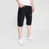 Summer Casual Ripped Denim Shorts for Men (Color:Black Size:XXXL)