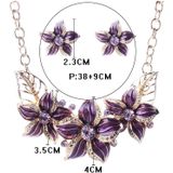 Crystal Enamel Flower Jewelry Sets For Women(Black)