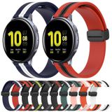 Voor Samsung Galaxy Watch Active 2 44 mm 20 mm opvouwbare magnetische sluiting siliconen horlogeband (roze + wit)