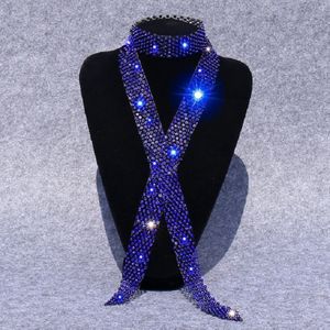 Blauwe diamant op zwarte vrouwen lovertjes Rhinestone Bow tie Dance Costume accessoires