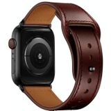 Lederen vervangende horlogeband voor Apple Watch Series 7 45 mm / 6 & SE & 5 & 4 44mm / 3 & 2 & 1 42mm (rode palmolie leder + zwarte gesp)