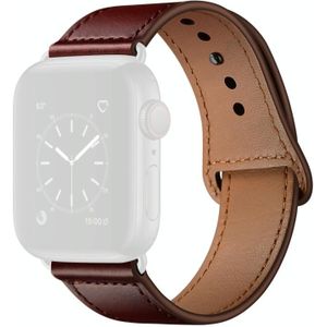 Lederen vervangende horlogeband voor Apple Watch Series 7 45 mm / 6 & SE & 5 & 4 44mm / 3 & 2 & 1 42mm (rode palmolie leder + zwarte gesp)