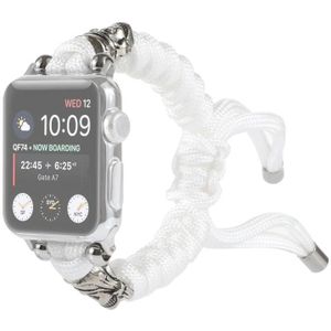 Skull Umbrella Cord Braided Watch Strap For Apple Watch Series 6 & SE & 5 & 4 40mm / 3 & 2 & 1 38mm(White)