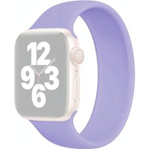 Voor Apple Watch Series 7 45 mm / 6 & SE & 5 & 4 44mm / 3 & 2 & 1 42mm Solid Color Elastische Siliconen Vervanging Polsriem Horlogeband  Afmeting: M 143mm (Britse Lavender)