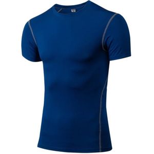 Stretch Quick Dry Tight T-shirt Training Bodysuit (Kleur: Blauwe maat:XXL)