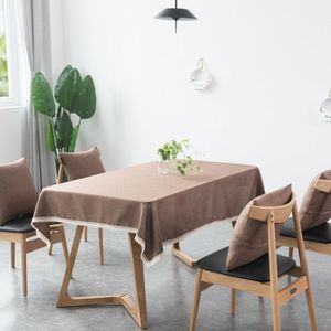 Decorative Tablecloth Imitation Linen Lace Table Cloth Dining Table Cover  Size:110x160cm(Dark Brown)