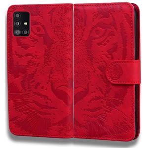 For Samsung Galaxy A71 5G Tiger Embossing Pattern Horizontal Flip Leather Case with Holder & Card Slots & Wallet(Red)