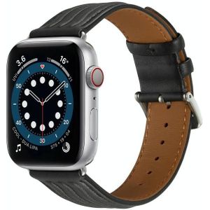 Echt lederen horlogeband met reliëflijn voor Apple Watch 8 45 mm