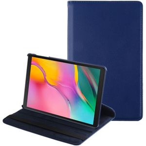 Litchi Texture Horizontal Flip 360 Degrees Rotation Leather Case for Galaxy Tab A 10.1 (2019) T510 / T515  with Holder (Dark Blue)