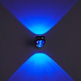 LED-up en down light wandlamp dubbelzijdig kristal aluminium lichten bovenste outlet  vermogen: 6W (blauw licht)