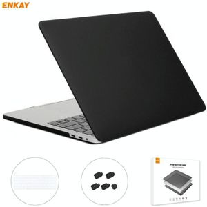ENKAY 3 in 1 Matte Laptop Protective Case + US Version TPU Keyboard Film + Anti-dust Plugs Set for MacBook Pro 16 inch A2141 (with Touch Bar)(Black)