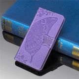 Butterfly Love Flowers Embossing Horizontal Flip Leather Case for OnePlus 7 Pro  with Holder & Card Slots & Wallet & Lanyard(Light purple)