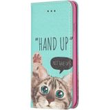 Colored Drawing Pattern Invisible Magnetic Horizontal Flip PU Leather Case with Holder & Card Slots & Wallet For iPhone 8 & 7(Cat)