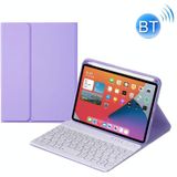 HY006 ronde toetsen afneembaar Bluetooth-toetsenbord lederen tas met houder voor iPad mini 6 (licht paars)