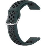 Voor Garmin VivoMove Style 20 mm geperforeerde ademende sport siliconen horlogeband (olijfgroen + zwart)