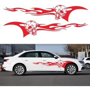 2 PCS/Set D-964 Skull Flame Pattern Car Modified Decorative Sticker(Red)