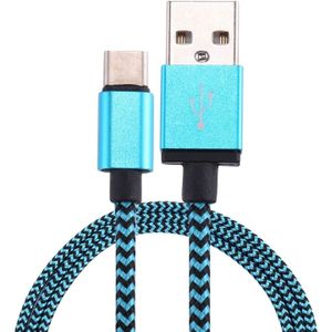 1m Woven Style USB-C / Type-C 3.1 to USB 2.0 Data Sync Charge Cable  For Galaxy S8 & S8 + / LG G6 / Huawei P10 & P10 Plus / Xiaomi Mi6 & Max 2 and other Smartphones(Blue)
