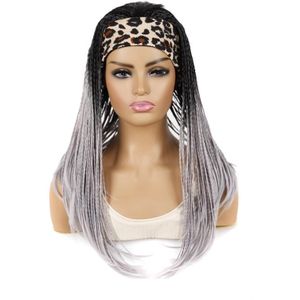 Colored Small Dirty Braid Wig Headgear Hair Band Style Small Braid Wig Headgear(1BTGRAY#7 Leopard Print)