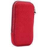 Universal Elasticity Zipper Protective Case Storage Bag with Lanyard For iPhone 12 Pro Max / 6.7-6.9 inch Smart Phones(Purplish Red)