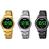 SKMEI 1737 Round Dial LED Digital Display Touch Luminous Electronic Watch(Gold)