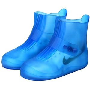Fashion Integrated PVC Waterproof  Non-slip Shoe Cover with Thickened Soles Size: 32-33(Blue)