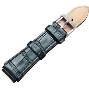 CAGARNY Simple Fashion Watches Band Silver Buckle Leather Watch Strap  Width: 18mm(Black)