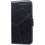 For OnePlus 6 Geometric Stitching Horizontal Flip TPU + PU Leather Case with Holder & Card Slots & Wallet(Black)