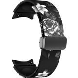 Voor Samsung Galaxy Watch5 magnetische bedrukte siliconen horlogeband (zwarte en grijze bloem)