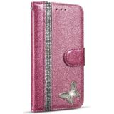 Glitter poeder vlinder lederen telefoonhoesje voor iPhone X