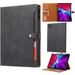 Calf Texture Double Fold Clasp Horizontal Flip Leather Case with Photo Frame & Holder & Card Slots & Wallet For iPad Pro 11 inch (2020)(Black)