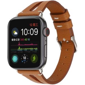 Simple V-shaped Leather Strap for Apple Watch Series 5 & 4 44mm / 3 & 2 & 1 42mm(Brown)