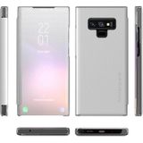 For Samsung Galaxy Note9 Carbon Fiber Texture View Time Horizontal Flip Leather Case with Holder & Touch Call Display ID(White)