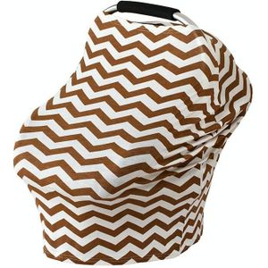 Multifunctional Cotton Nursing Towel Safety Seat Cushion Stroller Cover(Brown and White Wavy Stripes)
