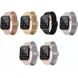 Multi-baht stalen vervangende horlogeband voor Apple Watch Series 7 & 6 & sE  5 & 4 44 mm / 3  2 en 1 42 mm (staal tussen roségoud)