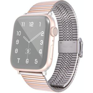 Multi-baht stalen vervangende horlogeband voor Apple Watch Series 7 & 6 & sE  5 & 4 44 mm / 3  2 en 1 42 mm (staal tussen roségoud)