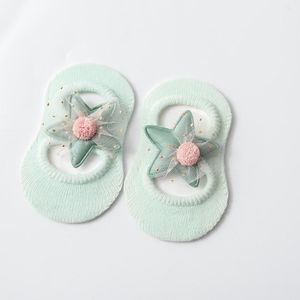 2 Pairs Baby Floor Socks Hollow Flower Spot Glue Non-Slip Children Socks  Toyan Socks: S 0-1 Years Old(Light Green)