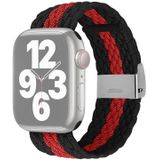 Verticale textuur gevlochten horlogeband voor Apple Watch Series 7 45 mm / 6 & SE & 5 & 4 44mm / 3 & 2 & 1 42mm (zwart rood)