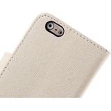 Denim Texture Horizontal Flip Magnetic Buckle Leather Case with Card Slots & Holder for iPhone 6 Plus & 6S Plus(White)