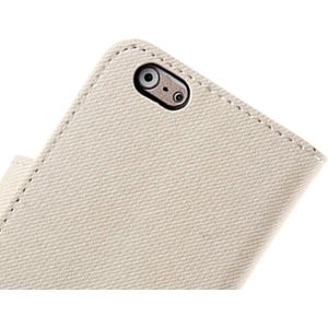 Denim Texture Horizontal Flip Magnetic Buckle Leather Case with Card Slots & Holder for iPhone 6 Plus & 6S Plus(White)