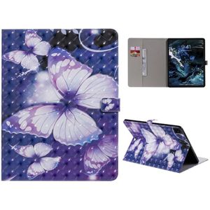 For iPad Pro 12.9 (2020) 3D Colored Drawing Horizontal Flip Leather Case with Holder & Card Slot & Wallet(Purple Butterfly)