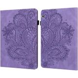 For Huawei MediaPad T5 10 inch Peacock Embossed Pattern TPU + PU Horizontal Flip Leather Case with Holder & Card Slots & Wallet & Sleep / Wake-up Function(Purple)